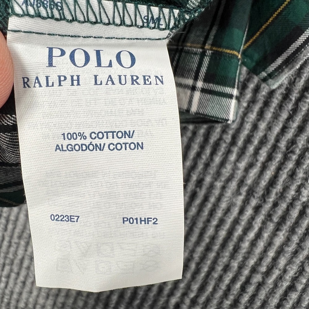 Polo Ralph Lauren Mens Sleep Shirt Large Green Plaid Long Sleeve Button Down - Picture 14 of 16
